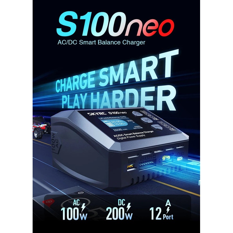 SKYRC S100neo Charger AC/DC Smart Balance Charger Discharger Digital LiPo LiFe LiIon LiHV NiMH NiCd Pb Smart Battery EU