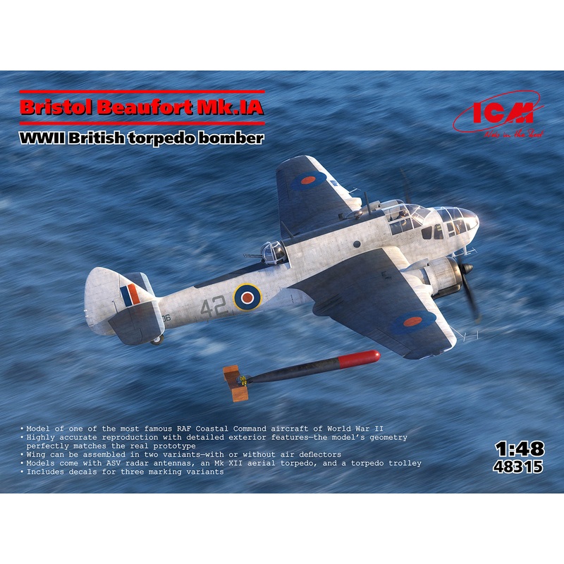 ICM 48315 1/48 Bristol Beaufort Mk. IA WWII British Torpedo Bomber