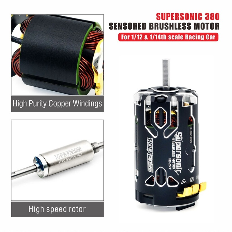 Surpass Hobby Rocket-RC Supersonic 380/390 8.5T 10.5T 13.5T 17.5T Brushless Sensored Motor suit for 80A ESC for 1/12 1/14 RC Car 380 8.5T Motor