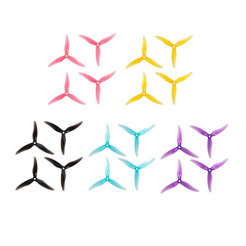 QWinOut Hurricane 51477 4.12g 5mm/POP 3-Paddle Propeller CW CCW 5inch 4S 6S for 2206-2407 Motor DIY RC FPV Racing Drone Yellow