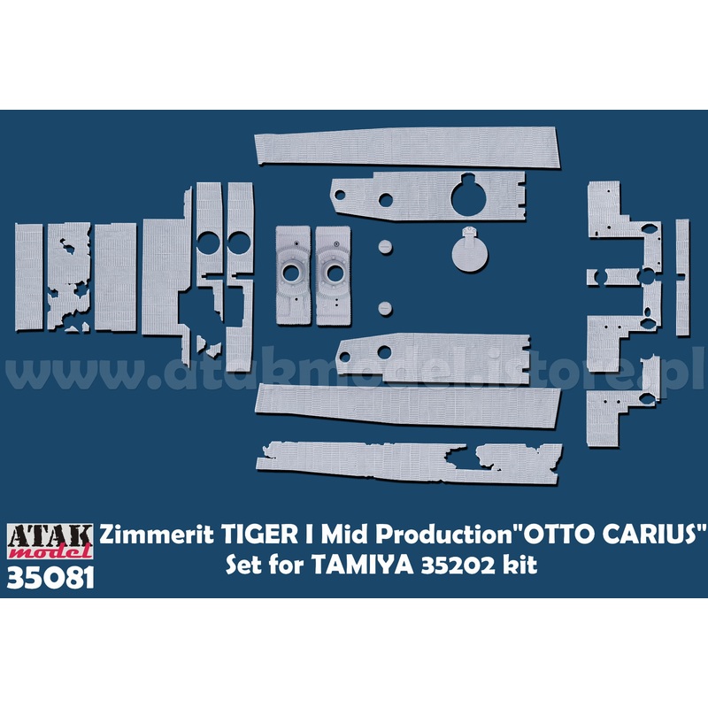 ATAK 35081 1/35 Zimmerit Tiger I Mid Production "Otto Carius" Set for Tamiya 35202 + 35194