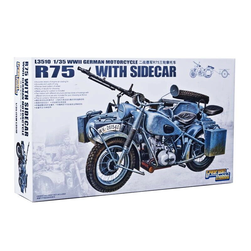 Great Wall Hobby L3510 1/35 German BMW R75 with Sidecar