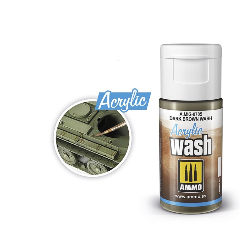 AMMO by Mig 705 Acrylic Wash Dark Brown Wash