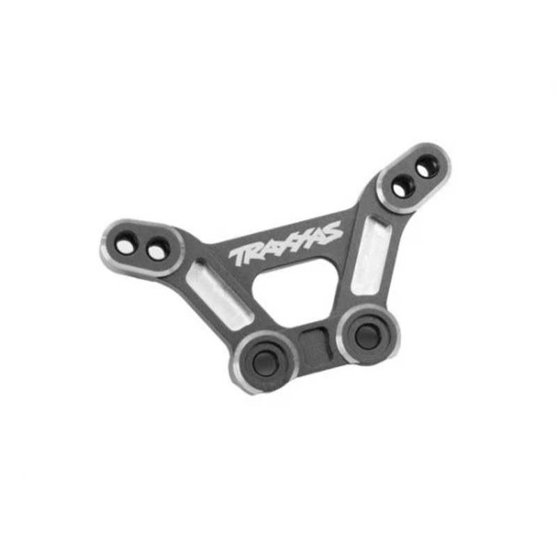 Shock tower front 6061-T6 aluminium (gray-anodised)/ 3x15mm BCS (with threadlock) (2)