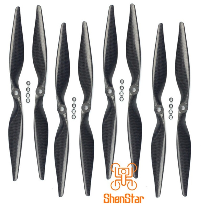 JMT 1pack of 4 Pairs 13x6.5 3K Carbon Fiber Propellers CW CCW 1365 CF Props 13inch for DIY RC Quadcopter Hexacopter Black