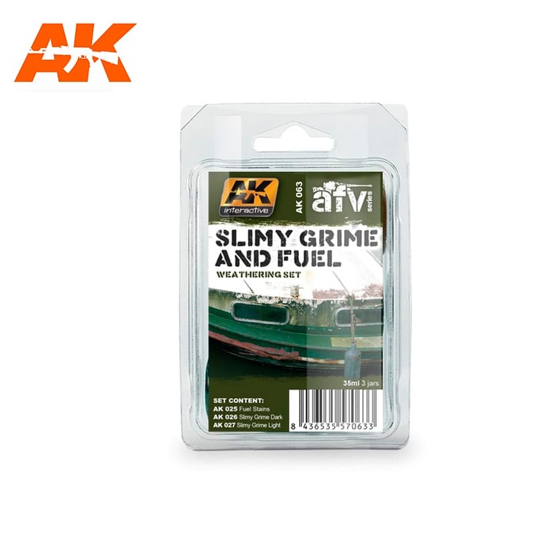 AK Interactive 063 Slimy Grime & Fuel Effects Enamel Set