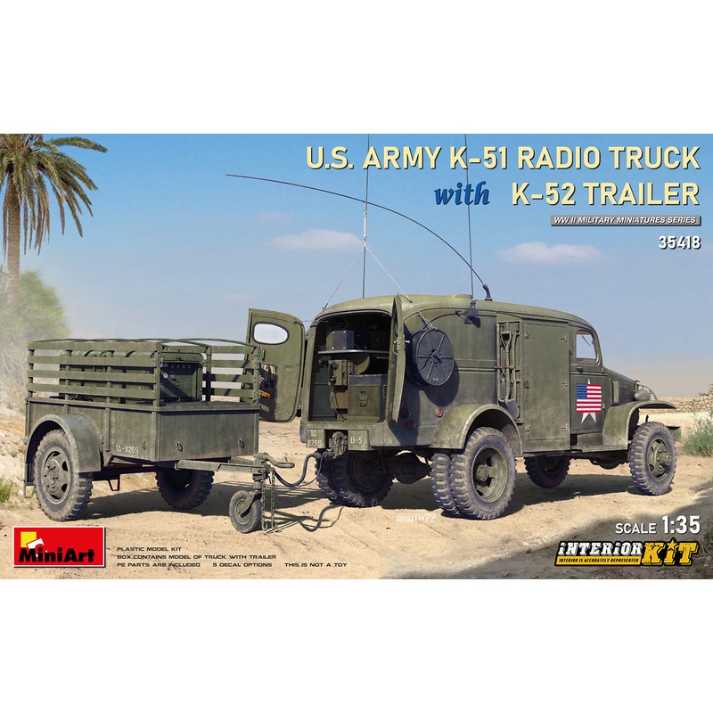 MiniArt 35418 1/35 US ARMY K-51 RADIO TRUCK WITH K-52 TRAILER. INTERIOR KIT