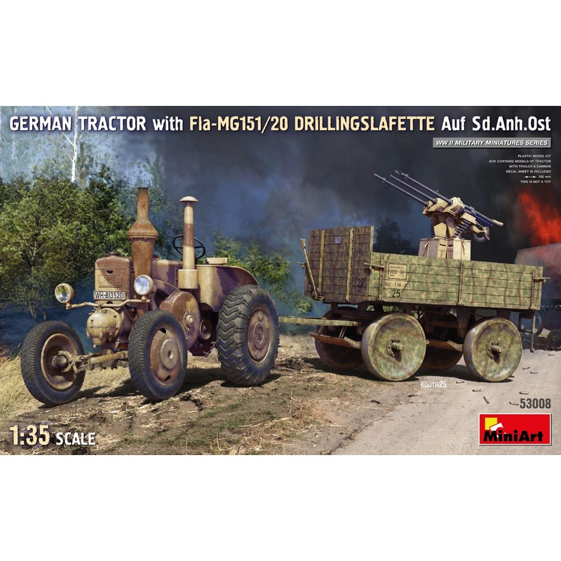 MiniArt 53008 1/35 German Tractor with Fla-MG151/20 Drillingslafette Auf Sd.Anh.Ost