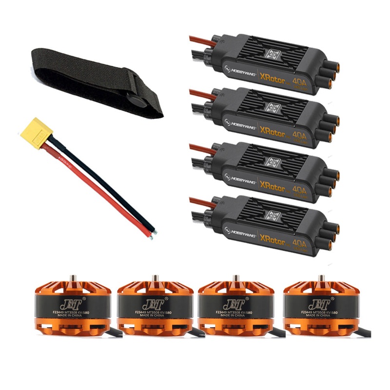 QWinOut DIY Quadcopter Motor Combo 4pcs 3508 580kv Motor + 4pcs Hobbywing XRotor Pro 40A ESC + XT60 Connector+Fastening Tape