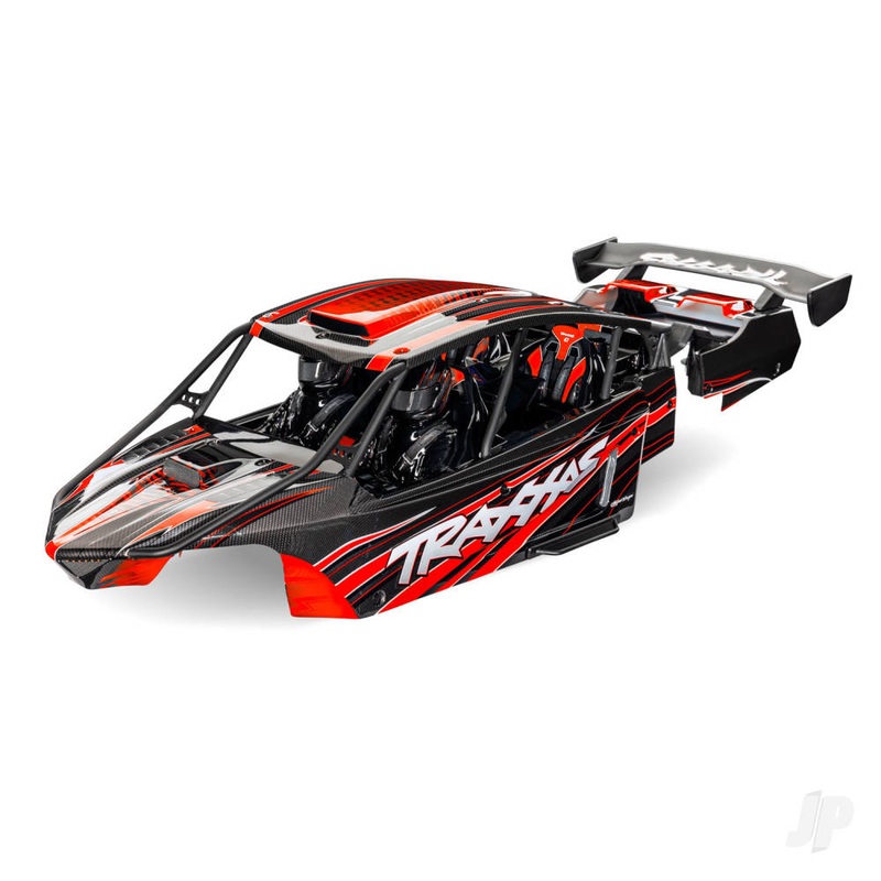 Traxxas Body Funco Pro Scale Sand Car red (painted decals applied) (assembled with front & rear body supports for clipless mounting roll cage & interior)