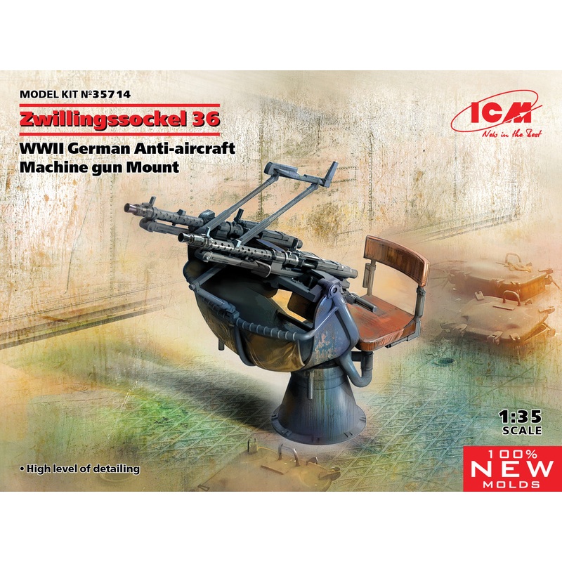 ICM 35714 1/35 Zwillingssockel 36, WWII German Anti-aircraft Machine gun Mount