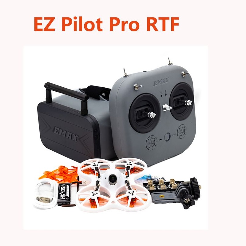 Emax EZ Pilot Pro Beginner FPV Drone 80mm 3 inch Indoor FPV Racing Quadcopter RTF With E8 Transmitter Transporter 2 Goggles Gray