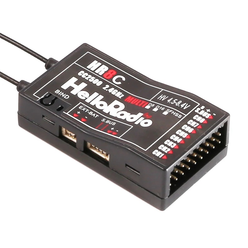 HelloRadio HR8C Receiver Compatible with D8/D16/SFHSS protocol for fixed-wing Drone Quadcopter Airplane Black