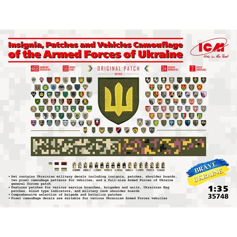 ICM 35748 1/35 Chevrons of personnel and Camouflage of Military Vehicles of the Ukrainian Army
