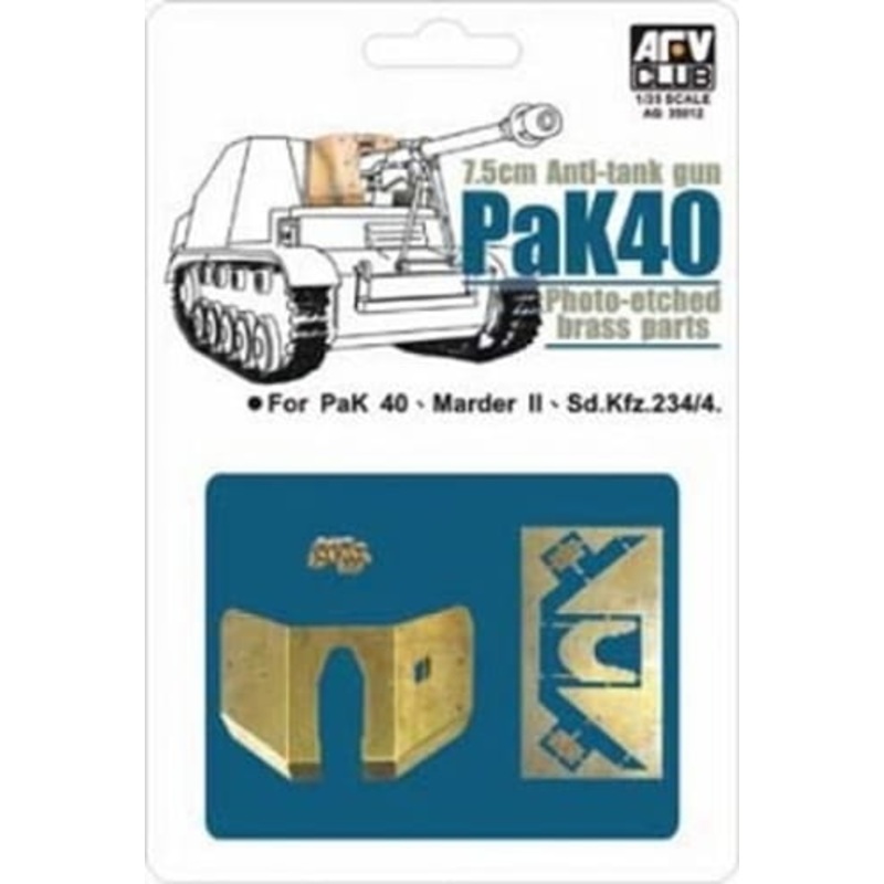 AFV Club AG35012 1/35 7,5cm Anti-tank gun PaK 40 Pressed Brass Shield