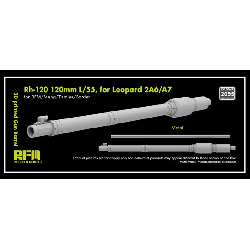 Rye Field Model 2095 1/35 3D Printed Gun Barrel Rh-120 120mm L/55 for Leopard 2A6/A7 (for RFM//Meng/Tamiya/Border)