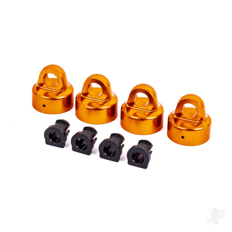 Shock caps aluminium (orange-anodised) GT-Maxx shocks (4) / spacers (4) (for Sledge)