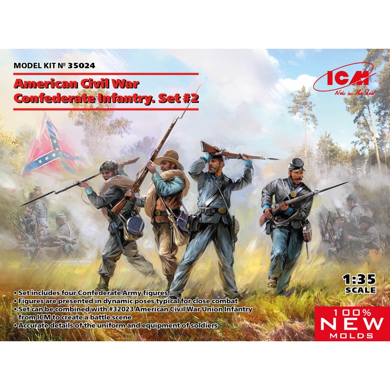 ICM 35024 1/35 American Civil War Confederate Infantry. Set #2