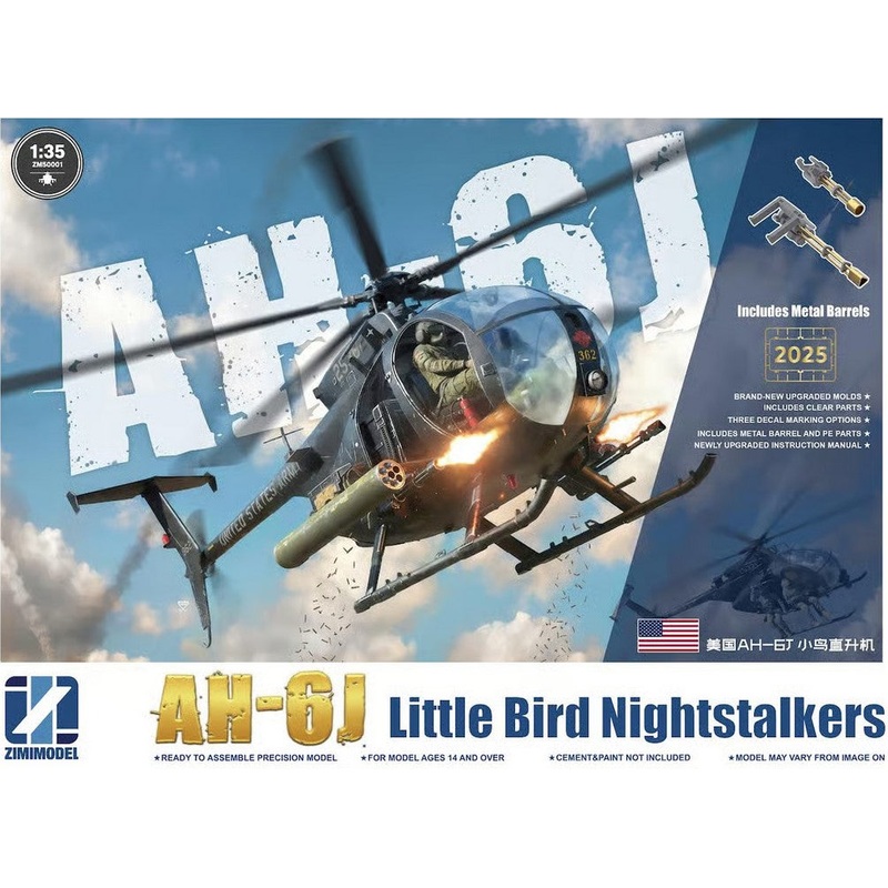 Zimi Models 1/35 AH-6J Little Bird Nightstalkers Kit With Etched Metal Parts ZM50001