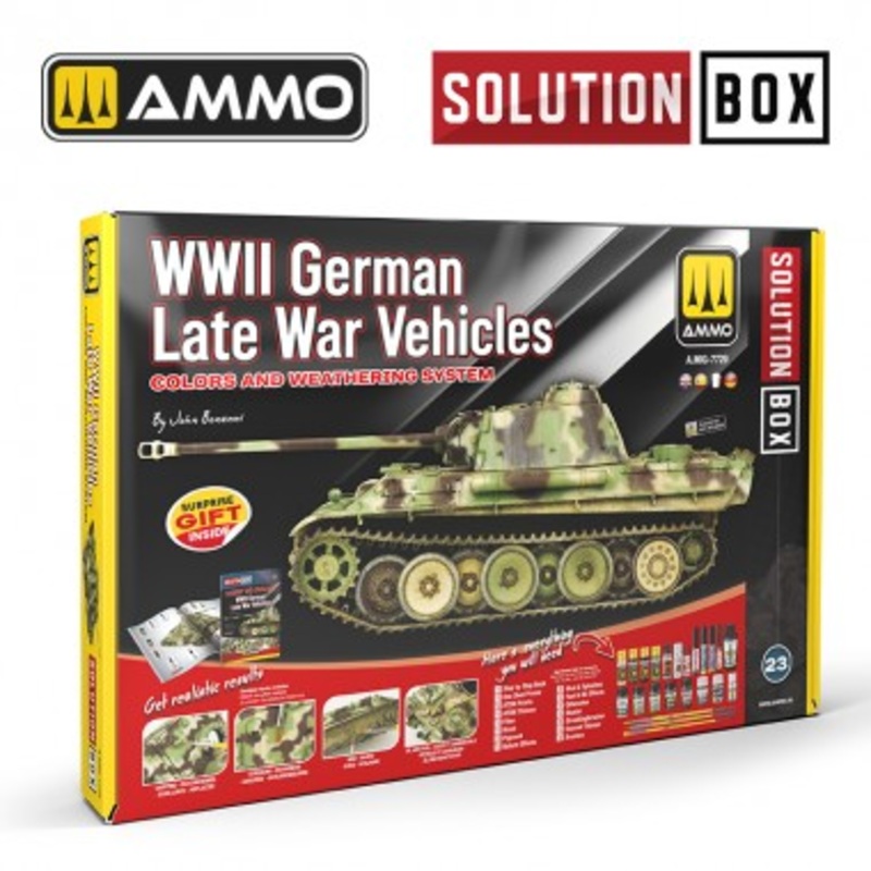 AMMO by Mig 7729 SOLUTION BOX 23 WWII German Late War Vehicles. Colors and Weathering System