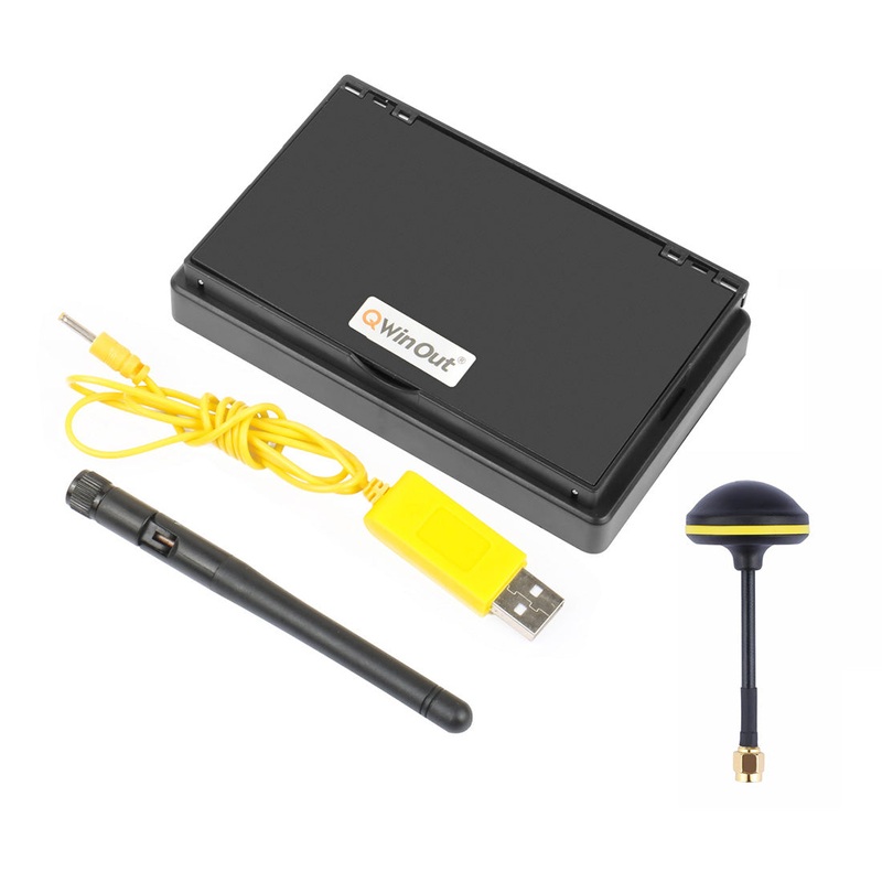 QWinOut 5.8G 48CH 4.3 Inch LCD Screen FPV Monitor With 14DBI High Gain Mushroom FPV Antenna RP-SMA for FPV Racing Drone Quadcopter