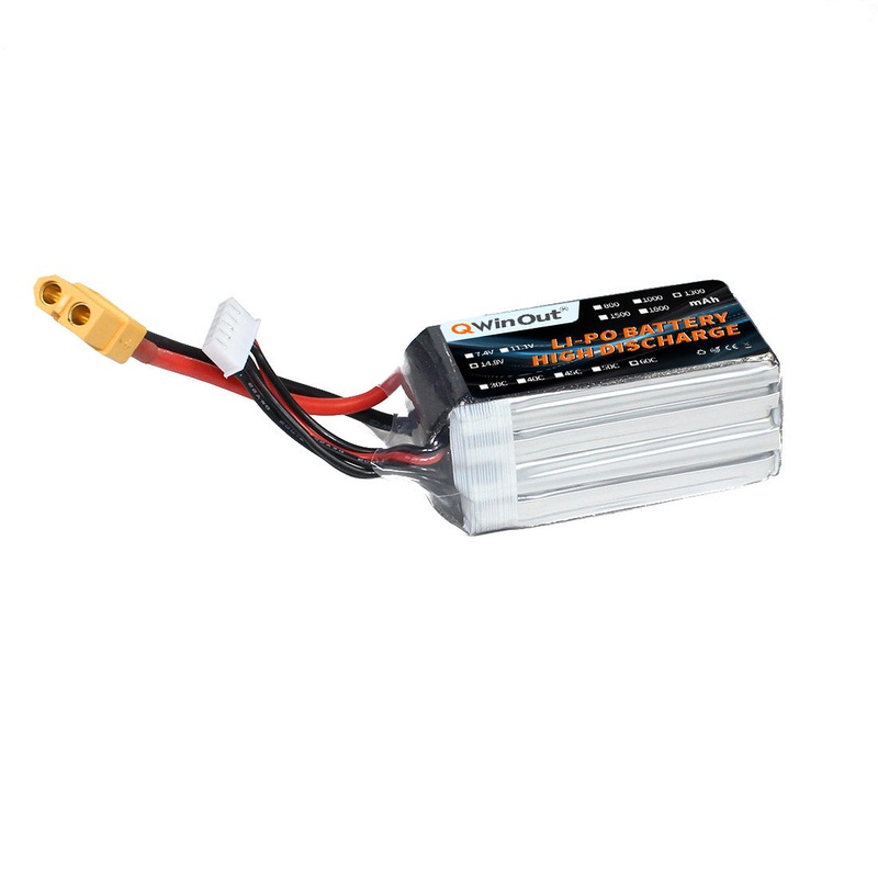 QWinOut 14.8V 60C 1300MAH XT60 Lipo Battery Rechargeable for DIY RC Aircraft FPV Racing Drone