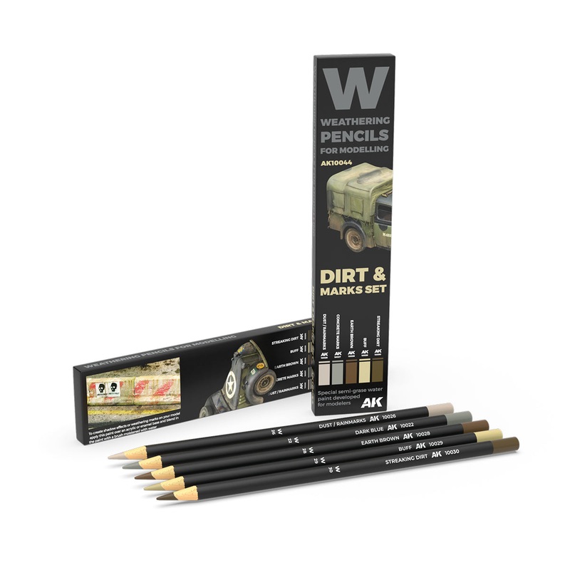 AK10044 AK Interactive WATERCOLOR PENCIL SET SPLASHES DIRT AND STAINS