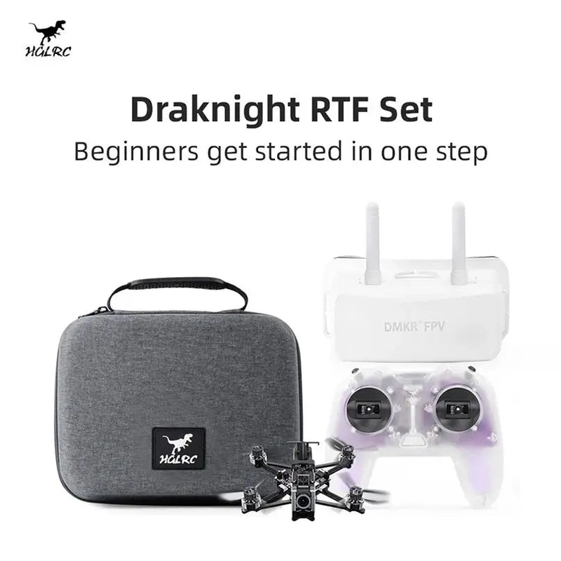 HGLRC 2inch 2S Draknight RTF Set FPV Toothpick Micro Drone with Remote Control Glasses Battery RTF Full Set