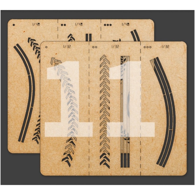 Liang Model 0011 Tire Tracks Effects Airbrush Stencils B