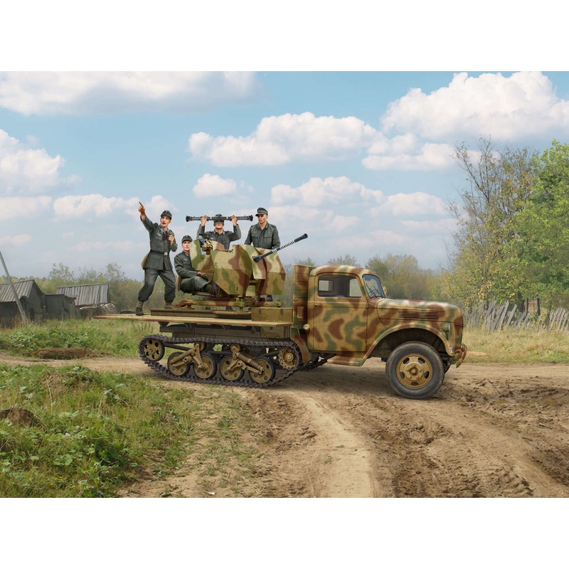ICM Achtung! Sie fliegen! Sd.Kfz.3b with 2 cm Flak 38 and 4 Crew Figures