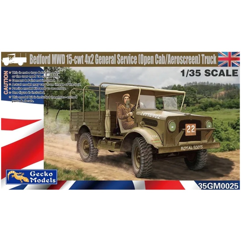 Gecko Models 35GM0025 Bedford MWD 15-cwt 4x2 General Service (Open Cab/Aeroscreen) Truck