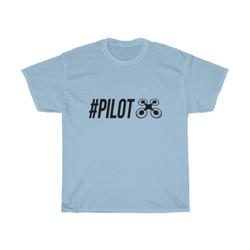 Black "#PILOT" Quadcopter Unisex T-Shirt Light Blue