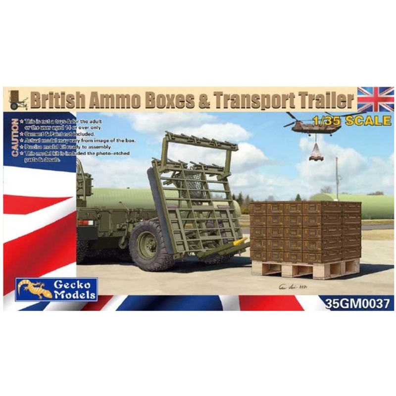 Gecko Models 35GM0037 1/35 British Ammo Boxes & Transport Trailer