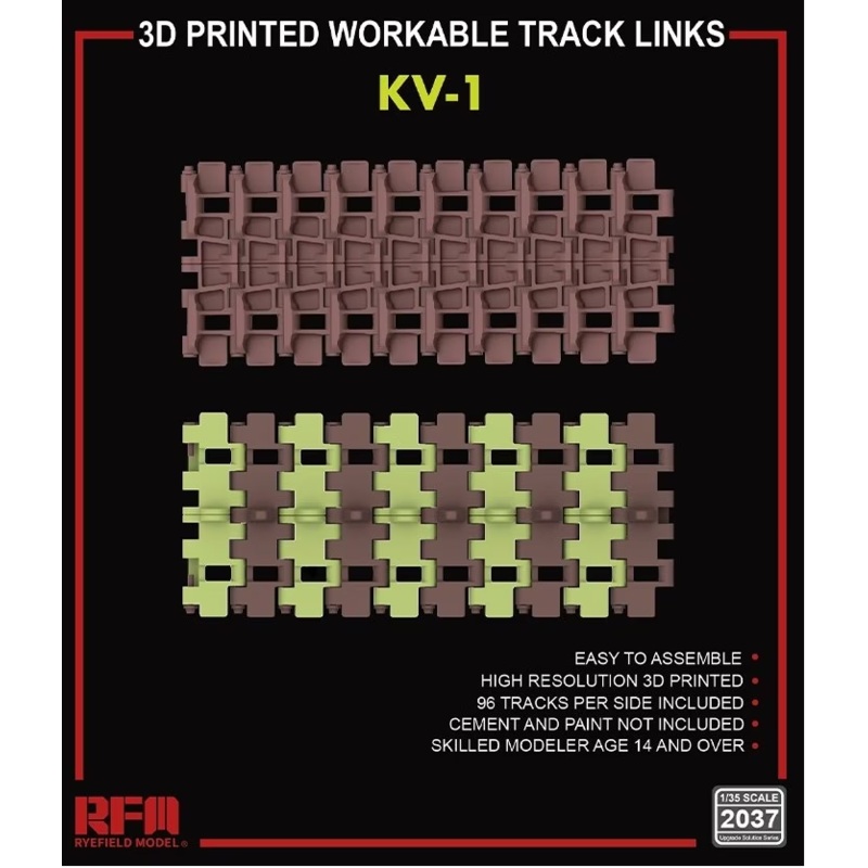 Rye Field Model 2037 3D Printed Workable Track Links for KV-1