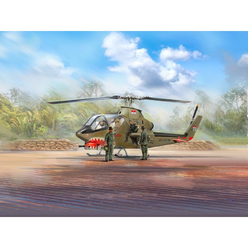AH-1G Cobra with Vietnam War U.S. Helicopter Pilots 3 Figures