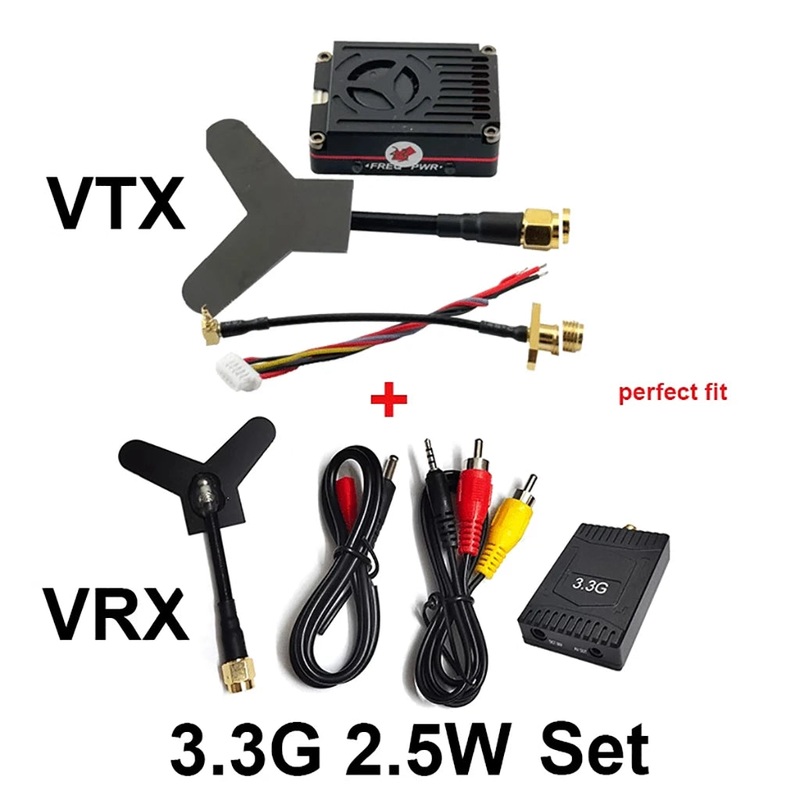 Sologood Long Range 3.3GHz 3W FPV Video Transmitter VTX 8CH 4000mW 3.3G VRX Receiver Kit for FPV RC Racing Drone Goggles Only 3.3G 2.5W VTX