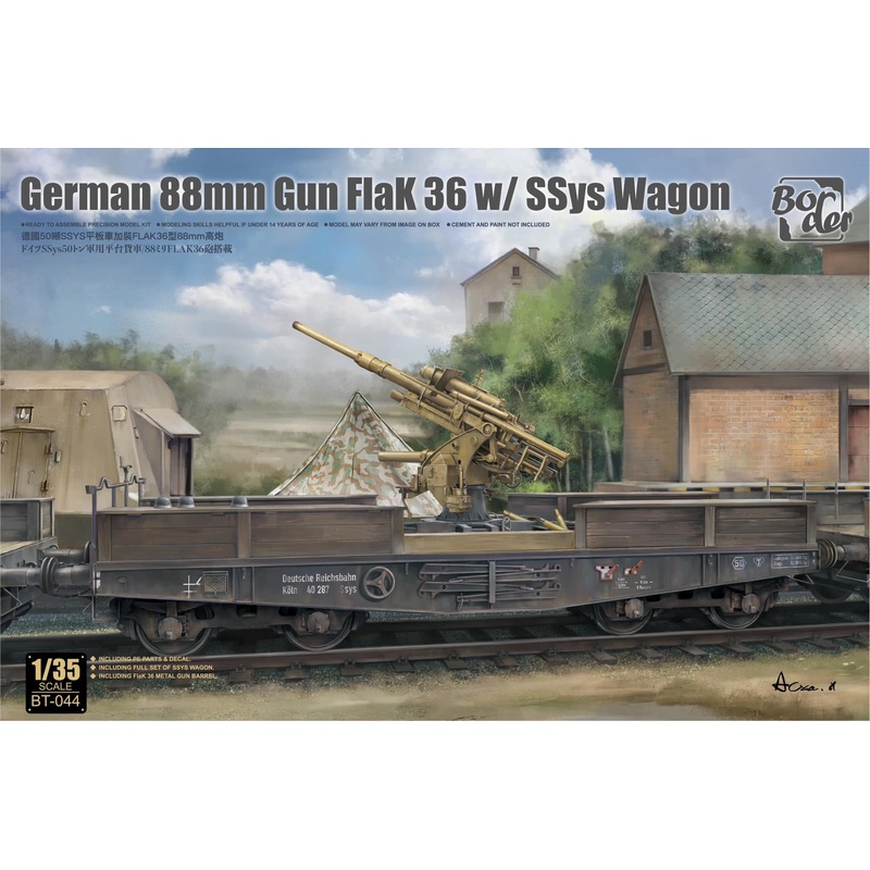 Border Model BT044 1/35 German 88mm Flak36 w SSys Wagon train car
