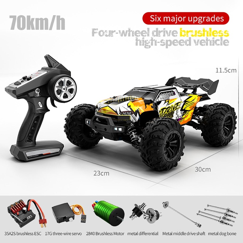 Q117 Brushless RC Car 2.4G 4WD High Speed Off-Road Vehicle 1:16 Motor RC Drift Racing Car Climbing Car Gift Toy Blue Version C