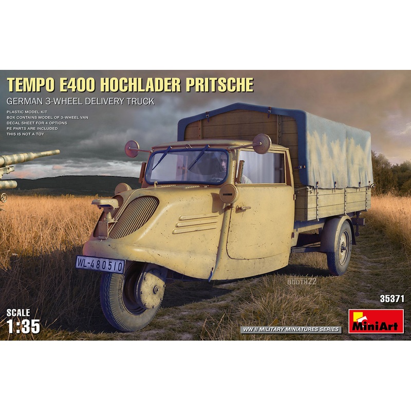 MiniArt 35371 1/35 Tempo E400 Hochlader Pritsche German 3-Wheel Delivery Truck