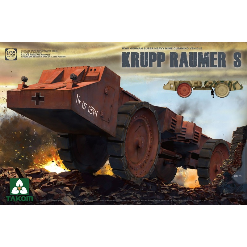 Takom 2053 1/35 German Super Heavy Mine Clearing Vehicle Krupp Rumer S