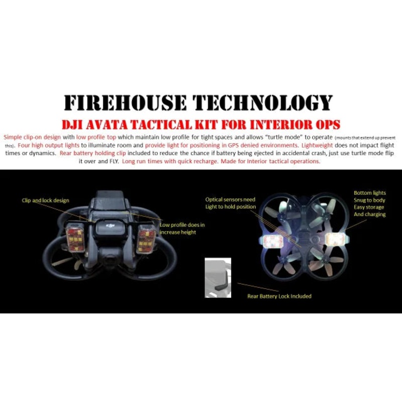 DJI Avata 1/2 FPV Tactical Light Kit for Interior and Exterior Ops (4 Light Kit with Battery Lock)