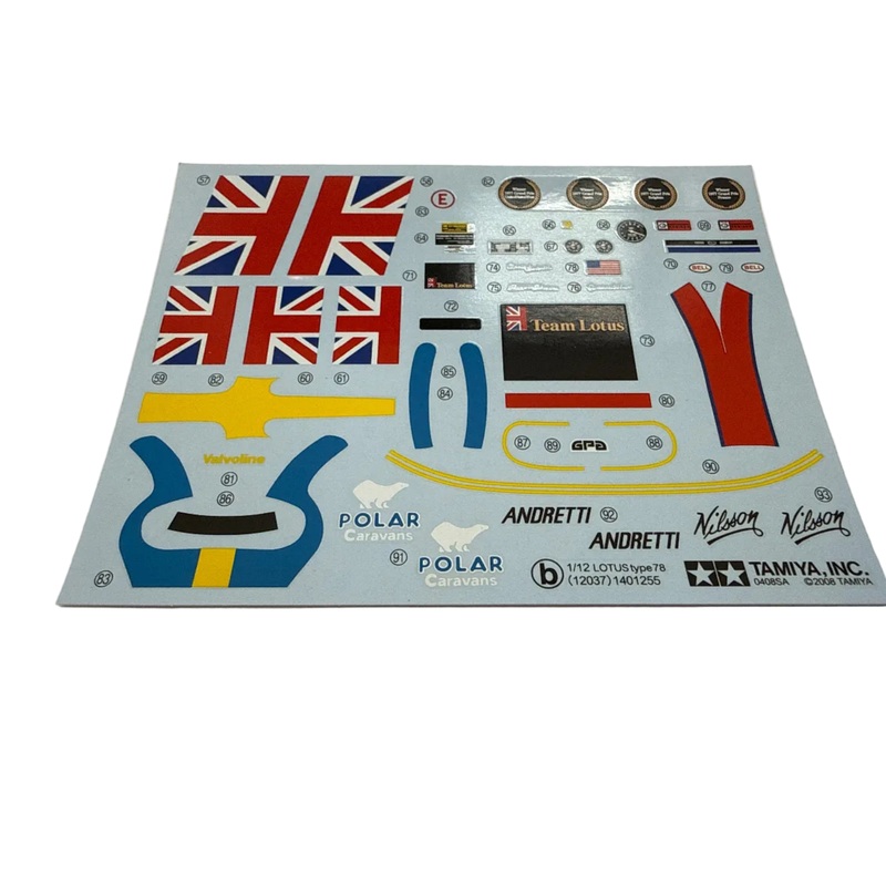 Tamiya Decals for 1/12 Lotus type 78 kit