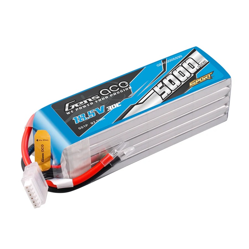 GENSACE Li-Po Sport 5S 18.5V 5000mAh 30C with No Plug