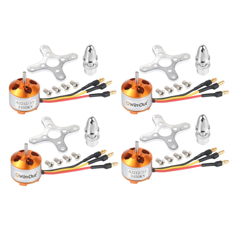 QWinOut 4pcs A2212 2212 2S-3S Brushless Motor 930KV 1000KV 1400KV 2200KV 2450KV 2700KV For RC Aircraft Multicopter Drone 1200KV Golden
