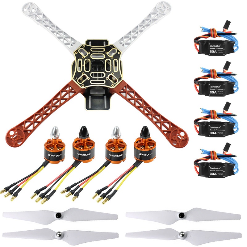 QWinOut DIY RC Drone Quadrocopter 4-axis Aircraft Frame Kit F450-V2 920KV CW CCW Brushless Motor + 30A ESC+ 9443 Propeller