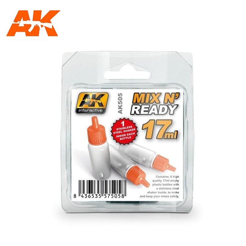 AK Interactive Mix N' Ready Acrylic Jars (6x 17ml Jars w/ Shaker Ball)
