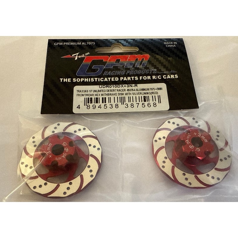 GPM Racing TRAXXAS UNLIMITED DESERT RACER Aluminum +3mm Hex With Brake Disk - 4pc set - GPM UDR010D+3MM (box 47)