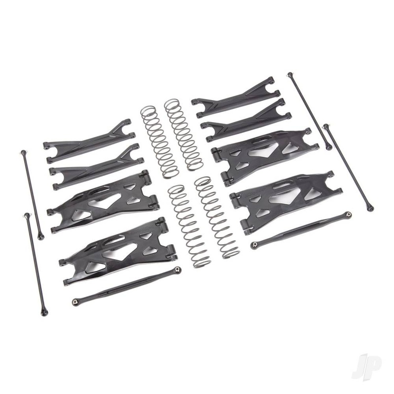 Suspension kit X-Maxx WideMaxx black (includes front & rear suspension arms front toe links driveshafts shock springs)