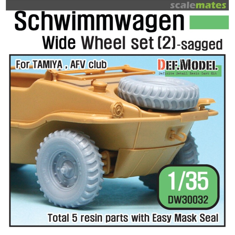Def Model DW30032 1/35 WWII Schwimmwagen Wide Wheel set (2) sagged