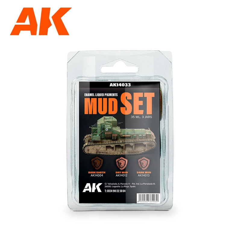 AK Interactive 14033 Mud - Enamel Liquid Pigment Set
